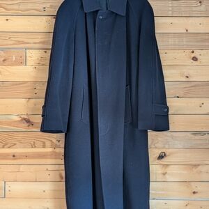Men's Long Trench Coat in Black - Tailored Wool Blend